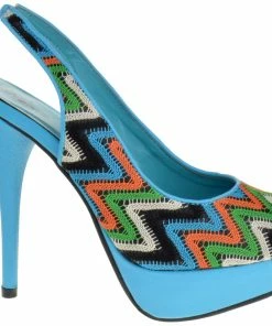 Promiseu DECO Womens Slingback Multi Color Peep Toe Stilleto Heel