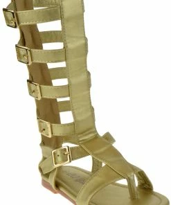 QQ Girls Ali-21-1 Baby Girls Gladiator Knee High Flat Sandals
