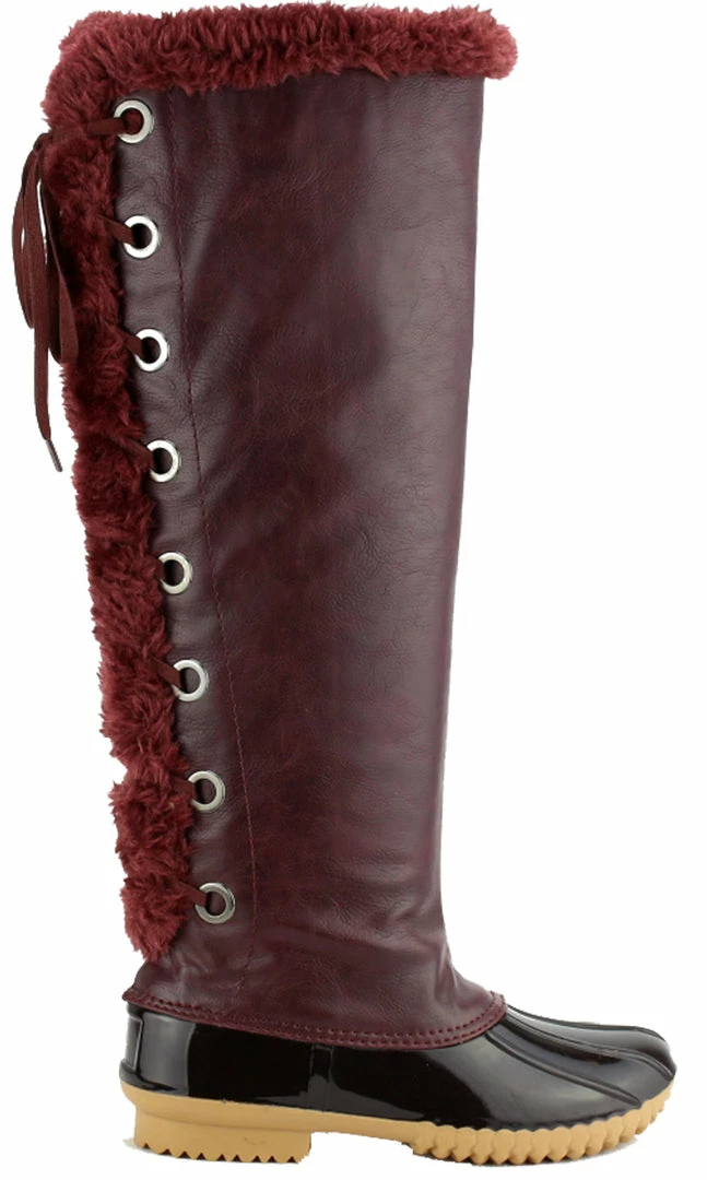 Nature Breeze Duck-15H Womens Tie Up Fur Inside Rain Boot 1 Nature Breeze Duck-15H Womens Tie Up Fur Inside Rain Boot