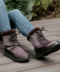 Top Moda Coleen 8 Womens Insulated Fur Lined Lace Up Rain/Snow Boots