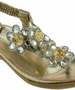 Lucita CRAB 1717KM Little Girls Floral Rhinestone Thong Sandal