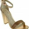 Bamboo Frenzy-54s Womens Rhinestone Strap Heeled Sandal
