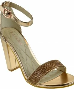 Bamboo Frenzy-54s Womens Rhinestone Strap Heeled Sandal