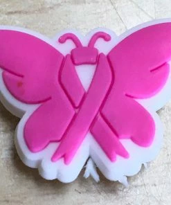 Breast Cancer Awareness Butterfly Rubber Shoe Charms