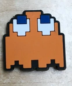 Orange PacMan Ghost Rubber Shoe Charms