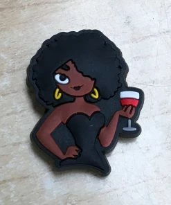 Girl W/ Wine Rubber Shoe Charms