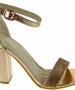 Bamboo Frenzy-54s Womens Rhinestone Strap Heeled Sandal