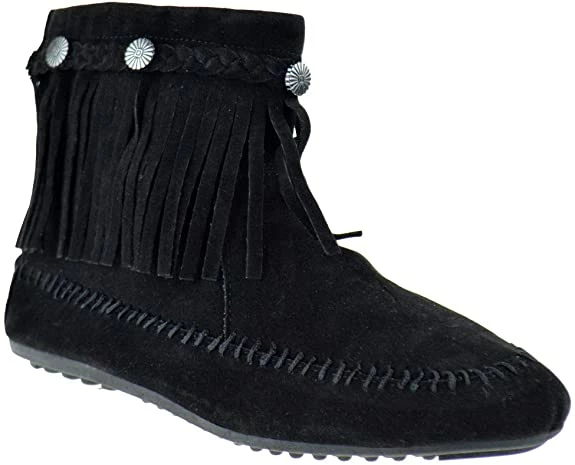 SBW Shoes Cherokee 01 Womens Fringe Moccasin Booties Women's 1 SBW Shoes Cherokee 01 Womens Fringe Moccasin Booties Women's