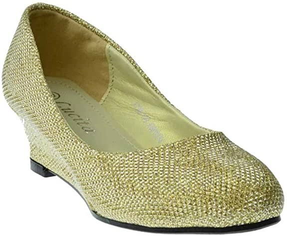 Lucita Girls Clearance A 798-100 Little Girl's Glitter Wedge Heel 2 Lucita Girls Clearance A 798-100 Little Girl's Glitter Wedge Heel