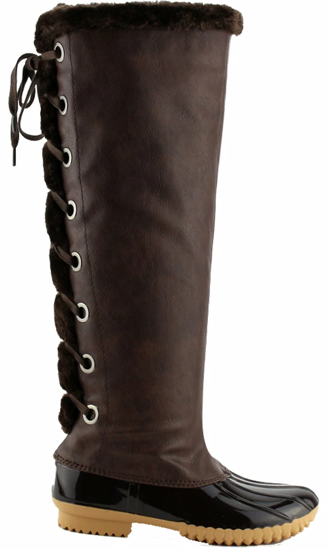 Nature Breeze Duck-15H Womens Tie Up Fur Inside Rain Boot 4 Nature Breeze Duck-15H Womens Tie Up Fur Inside Rain Boot