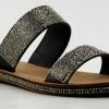 Top Moda Tyson 9 Womens Double Rhinestone Band Slip On Sandals