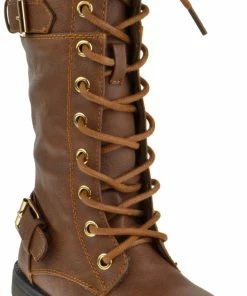 Link Mango 27k Girls Mid Calf Tie Up Combat Boot