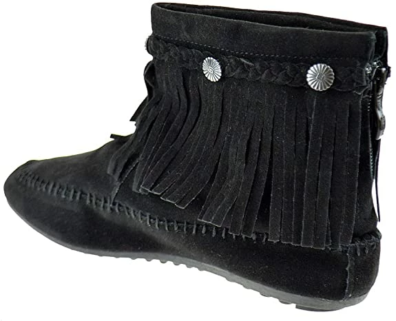 SBW Shoes Cherokee 01 Womens Fringe Moccasin Booties Women's 3 SBW Shoes Cherokee 01 Womens Fringe Moccasin Booties Women's