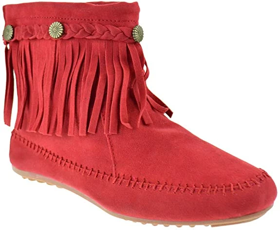 SBW Shoes Cherokee 01 Womens Fringe Moccasin Booties Women's 6 SBW Shoes Cherokee 01 Womens Fringe Moccasin Booties Women's