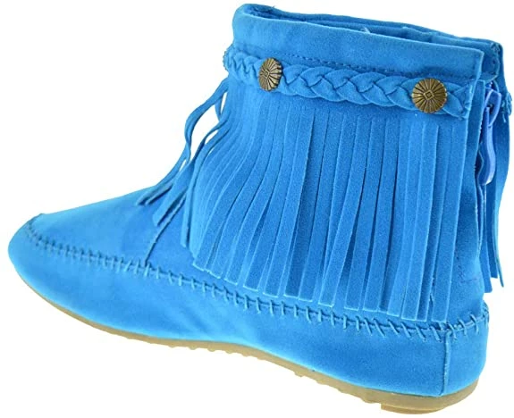SBW Shoes Cherokee 01 Womens Fringe Moccasin Booties Women's 5 SBW Shoes Cherokee 01 Womens Fringe Moccasin Booties Women's