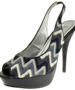 Promiseu DECO Womens Slingback Multi Color Peep Toe Stilleto Heel