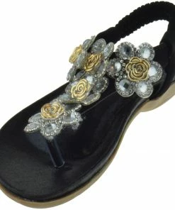 Lucita CRAB 1717KM Little Girls Floral Rhinestone Thong Sandal