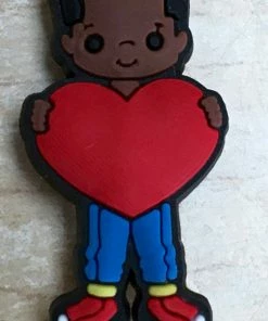 Boy With Heart Rubber Shoe Charms