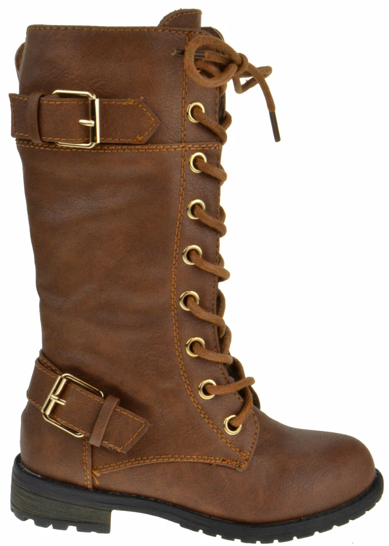 Link Mango 27k Girls Mid Calf Tie Up Combat Boot 2 Link Mango 27k Girls Mid Calf Tie Up Combat Boot