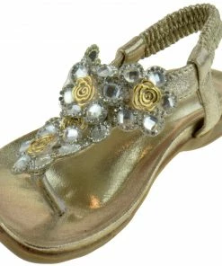Lucita CRAB 1717KM Little Girls Floral Rhinestone Thong Sandal