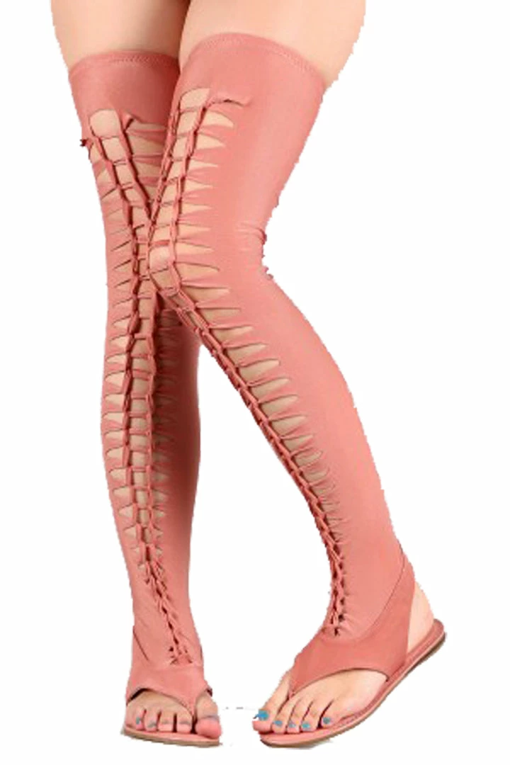 Bamboo LIQUIDATIONS! Happiness-28s Womens Fabric Knee High Thong Flat Sandals 1 Bamboo LIQUIDATIONS! Happiness-28s Womens Fabric Knee High Thong Flat Sandals