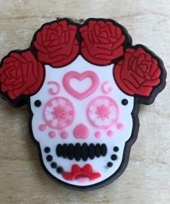 Rose Sugar Skull Rubber Shoe Charms