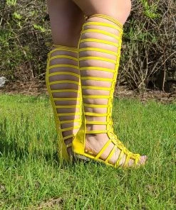 Shoe Dezigns Zeus 57 Women's Knee High Caged Lace Up Gladiator Sandals