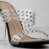 Top Guy Alder 8 Women's Studded Clear Double Strap Heeled Sandals