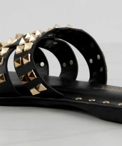 SHOE BARGAIN WAREHOUSE (WWW.SBWSHOES.COM) Amisha Womens Stud Embellished Triple Strap Flat Slip On Sandals