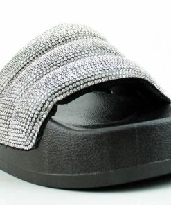 Top Moda Amor 1 Women's Rhinestone Single Band Platform Slides