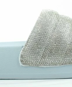 Top Moda Amor 1 Women's Rhinestone Single Band Platform Slides