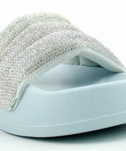 Top Moda Amor 1 Women's Rhinestone Single Band Platform Slides