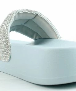 Top Moda Amor 1 Women's Rhinestone Single Band Platform Slides