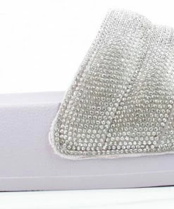 Top Moda Amor 1 Women's Rhinestone Single Band Platform Slides