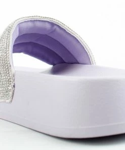 Top Moda Amor 1 Women's Rhinestone Single Band Platform Slides