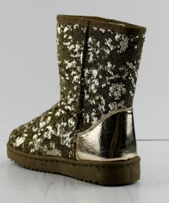 Forever Annie 42 Women's Sequined Mid Calf Shearling Slip On Boots