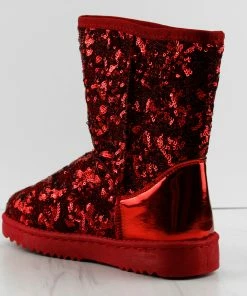 Forever Annie 42 Women's Sequined Mid Calf Shearling Slip On Boots