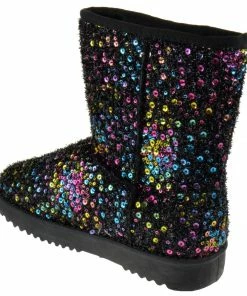 Forever Annie 41 Women's Sequined Mid Calf Shearling Slip On Boots 15 Forever Annie 41 Women's Sequined Mid Calf Shearling Slip On Boots