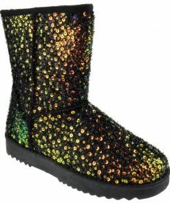Forever Annie 41 Women's Sequined Mid Calf Shearling Slip On Boots 14 Forever Annie 41 Women's Sequined Mid Calf Shearling Slip On Boots