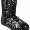 Forever Annie 41 Women's Sequined Mid Calf Shearling Slip On Boots
