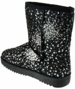 Forever Annie 41 Women's Sequined Mid Calf Shearling Slip On Boots