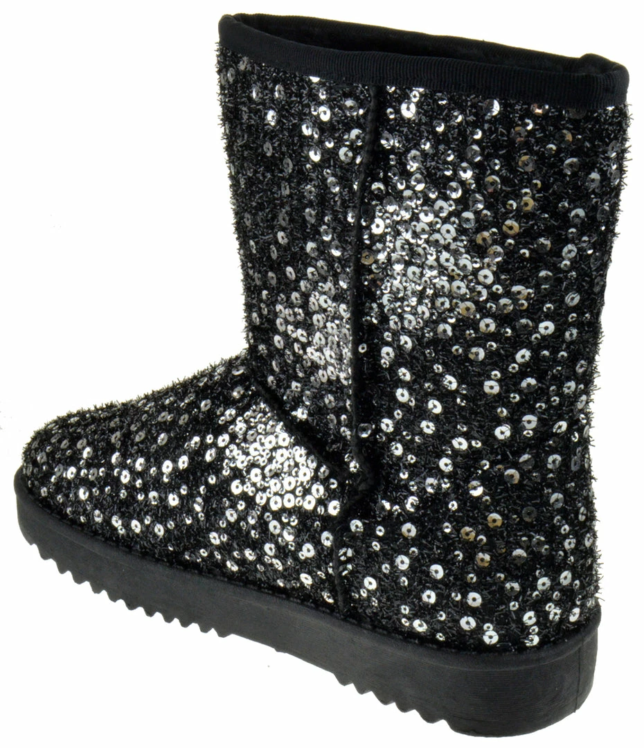 Forever Annie 41 Women's Sequined Mid Calf Shearling Slip On Boots 2 Forever Annie 41 Women's Sequined Mid Calf Shearling Slip On Boots