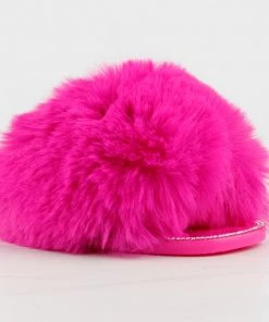 Top Moda Arden 20 Womens Ultra Soft Faux Fur Embellished Slip On Sandals Women's