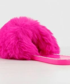 Top Moda Arden 20 Womens Ultra Soft Faux Fur Embellished Slip On Sandals Women's