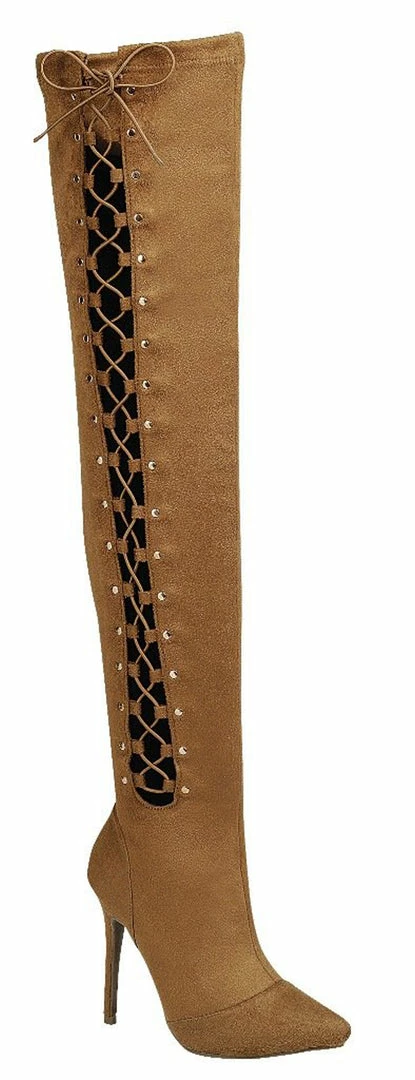 Forever Ariana-38 Womens Thigh High Lace Up Stiletto Boots 1 Forever Ariana-38 Womens Thigh High Lace Up Stiletto Boots