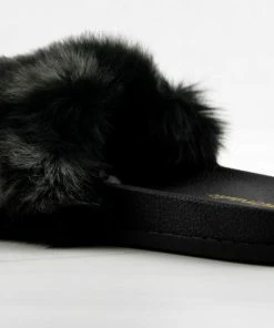 Lemonade Base Designer Fur Strapped Slides Women's