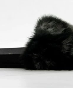 Lemonade Base Designer Fur Strapped Slides Women's