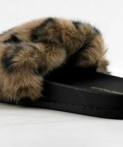 Lemonade Base Designer Fur Strapped Slides Women's