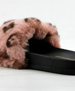 Lemonade Base Designer Fur Strapped Slides Women's