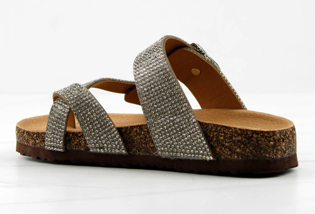 Link Berk 03K Little Girls Rhinestone Embellished Cross Band Sandals 3 Link Berk 03K Little Girls Rhinestone Embellished Cross Band Sandals